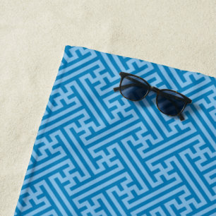 Sayagata patroon, Japans, Blauw en Baby Blauw Strandlaken