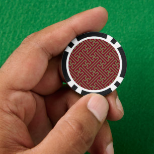 Sayagata patroon, Japans, Bourgogne en Goud Poker Chips