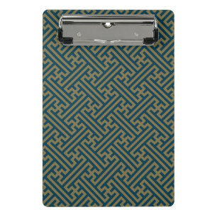 Sayagata patroon, Japans, Goud en Marine Blauw Mini Klembord