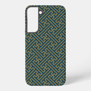 Sayagata patroon, Japans, Goud en Marine Blauw Samsung Galaxy Hoesje