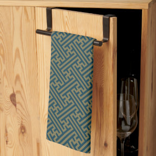 Sayagata patroon, Japans, Goud en Marineblauw Theedoek