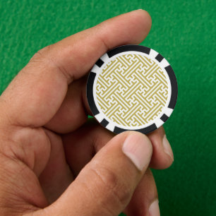Sayagata patroon, Japans, Goud en Wit Poker Chips