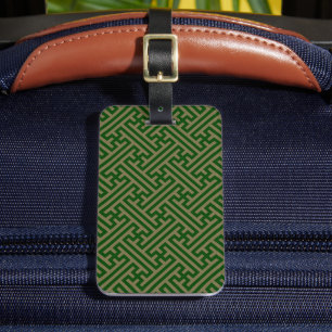 Sayagata patroon, Japans, Groen en Goud Bagagelabel
