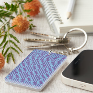 Sayagata patroon, Japans, Paars en Blauw Sleutelhanger