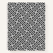 Sayagata patroon, Japans, Zwart en Wit Notitieboek (Voorkant)