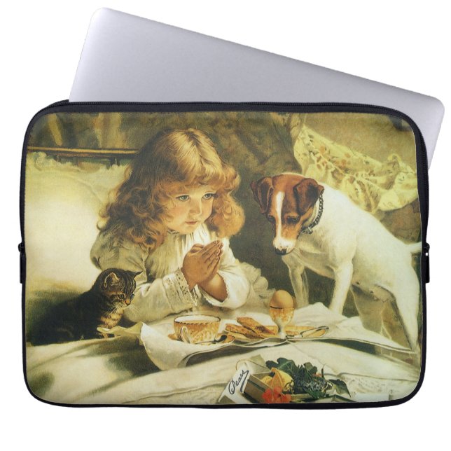 Saying Our Prayers, Suspense Charles Burton Barber Laptop Sleeve (Voorkant)