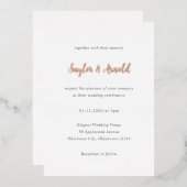 Saylor Modern Wedding Folie Uitnodiging (Voorkant / Achterkant)