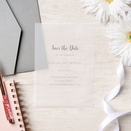 Saylor Modern Wedding Save the Date Vellum Uitnodigingen (Huwelijk)