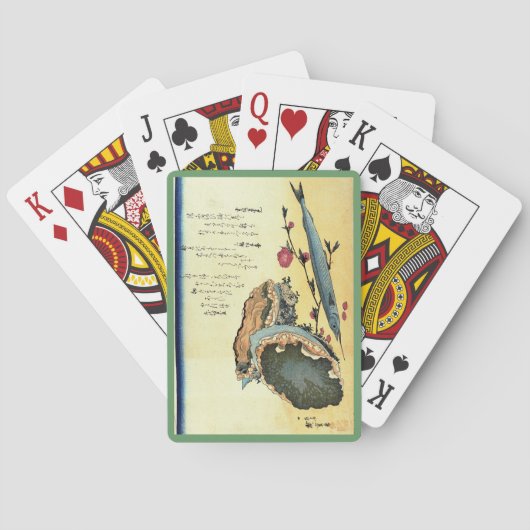 Sayori & Awabi (Halfbeak, Abalone) Hiroshige Fish Pokerkaarten (Achterkant)