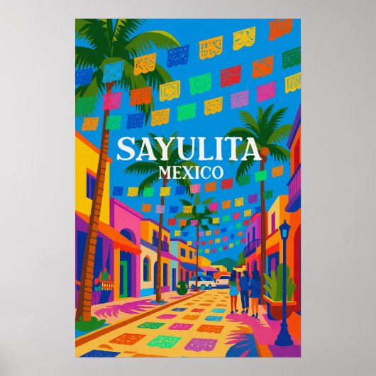 Sayulita Mexico Colorful Travel Poster (Devant)