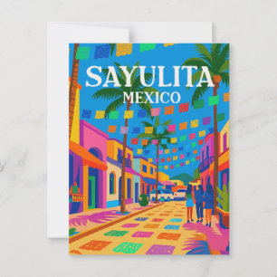 Sayulita Mexico Vintage Bruisende Straat Briefkaart