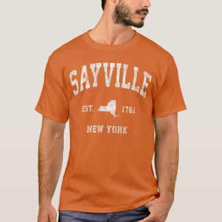 Sayville New York NY Vintage Atletische Sport Ontw T-shirt
