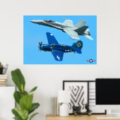 SB2C HELLDIVER en F/A-18C HORNET Poster (Thuiskantoor)