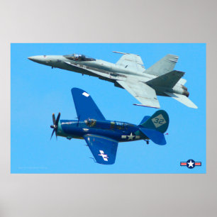 SB2C HELLDIVER en F/A-18C HORNET Poster