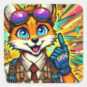SBD6 Ah-Ha Fox Vierkante Sticker (Voorkant)
