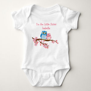 Sbling Owls Little Sister Matching Baby T-Shirt