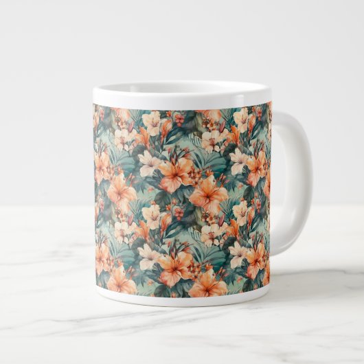 SBold Hibiscus Tropical Imprimer Jumbo Mug en céra (Devant droit)