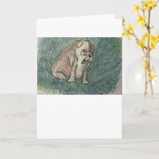 SBulldog Dog-Wenskaart Kaart (Gele Bloem)