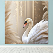 *~* SC1 Close-up Witte Zwaan Zacht Canvas Afdruk (Insitu (Houten vloer))