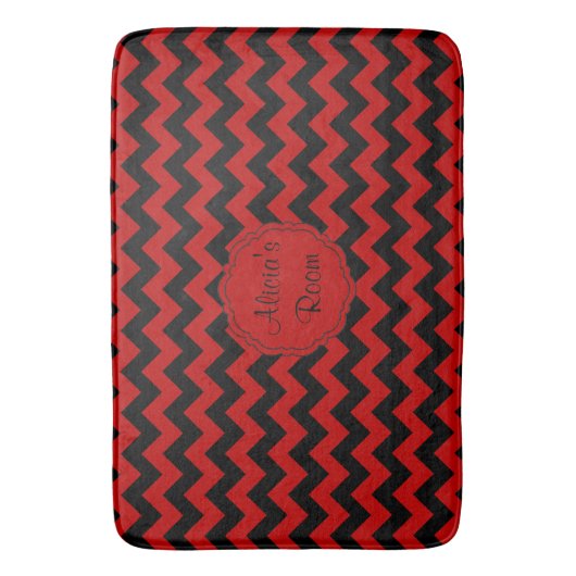 SC Chevron Bath Mat-Red-Black Badmat (Voorkant Verticaal)