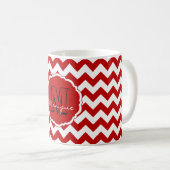 SC Monogram Chevron, Mug à café blanc-rouge (Devant droit)