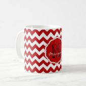 SC Monogram Chevron, Mug à café blanc-rouge (Devant gauche)
