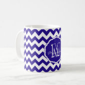 SC Monogram Chevron, Mug à café bleu-blanc (Devant gauche)