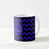 SC Monogram Chevron, Mug à café bleu-noir (Devant droit)