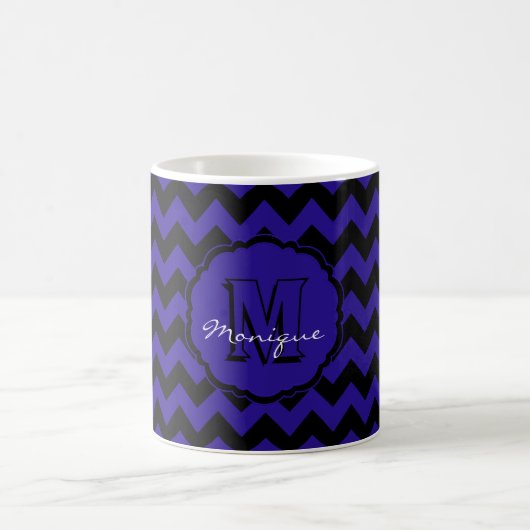 SC Monogram Chevron, Mug à café bleu-noir (Centre)