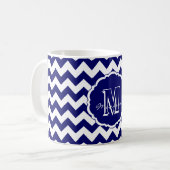 SC Monogram Chevron, Mug à café foncé bleu-blanc (Devant gauche)