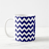 SC Monogram Chevron, Mug à café foncé bleu-blanc (Gauche)