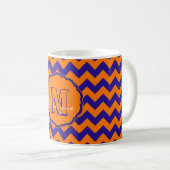 SC Monogram Chevron, Mug à café orange-bleu (Devant droit)