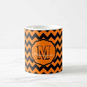 SC Monogram Chevron, Mug à café orange-noir