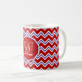 SC Monogram Chevron, Mug à café rouge-blanc-bleu (Devant droit)