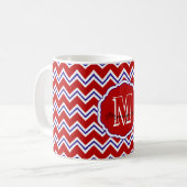 SC Monogram Chevron, Mug à café rouge-blanc-bleu (Devant gauche)