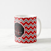 SC Monogram Chevron, Mug à café rouge-blanc-noir (Devant droit)