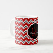 SC Monogram Chevron, Mug à café rouge-blanc-noir (Devant gauche)