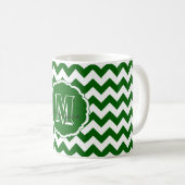 SC Monogram Chevron, Mug à café vert-blanc (Devant droit)