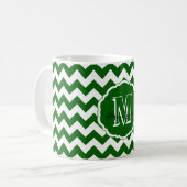 SC Monogram Chevron, Mug à café vert-blanc (Devant gauche)
