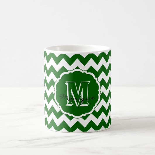 SC Monogram Chevron, Mug à café vert-blanc (Centre)