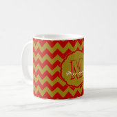 SC Monogram Chevron, Mug de café rouge-or (Devant gauche)