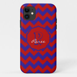 SC Monogram Chevron, Red-Blue iPhone 5/5s Hoesje