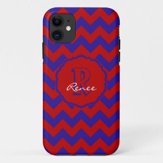 SC Monogram Chevron, Red-Blue iPhone 5/5s Hoesje