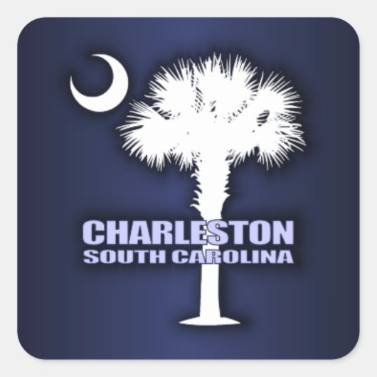 SC Palmetto & Crescent (Charleston) Vierkante Sticker (Voorkant)