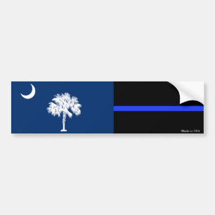 SC-vlag en Bumpersticker van politie met dun blauw