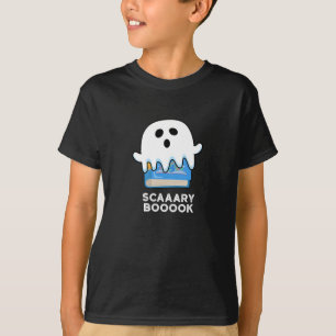 Scaaaary Booook Funny Ghost Book Pun Dark BG T-shirt