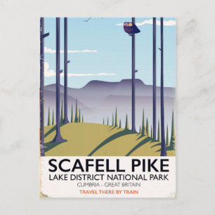 Scafell Pike, Cumbria, Oude reisposter Briefkaart