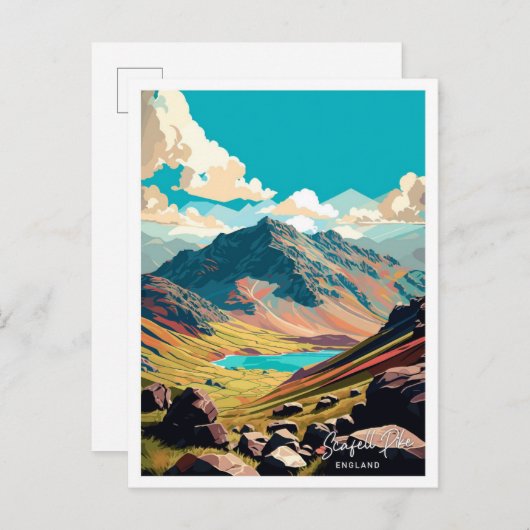 Scafell Pike Engeland Reizen  illustratie Briefkaart (Voorkant / Achterkant)