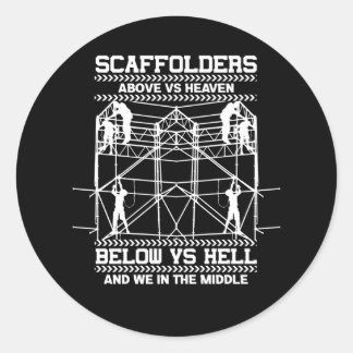 Scaffolders hemel in het midden van het zweven ronde sticker