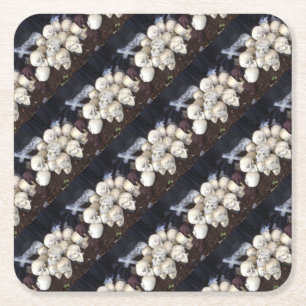 Scale Skulls met knalende oogballen Vierkante Kartonnen Onderzetter